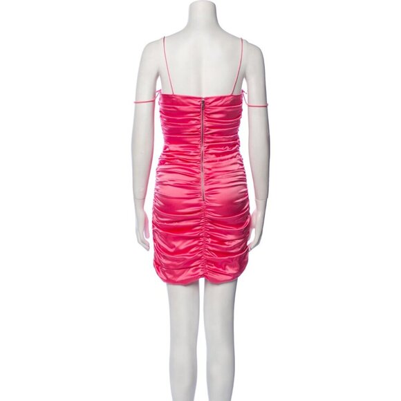 NWT Alice + Olivia Cruz Silk Mini Dress Hot Pink Primrose Size 6 #7994 - Picture 6 of 9